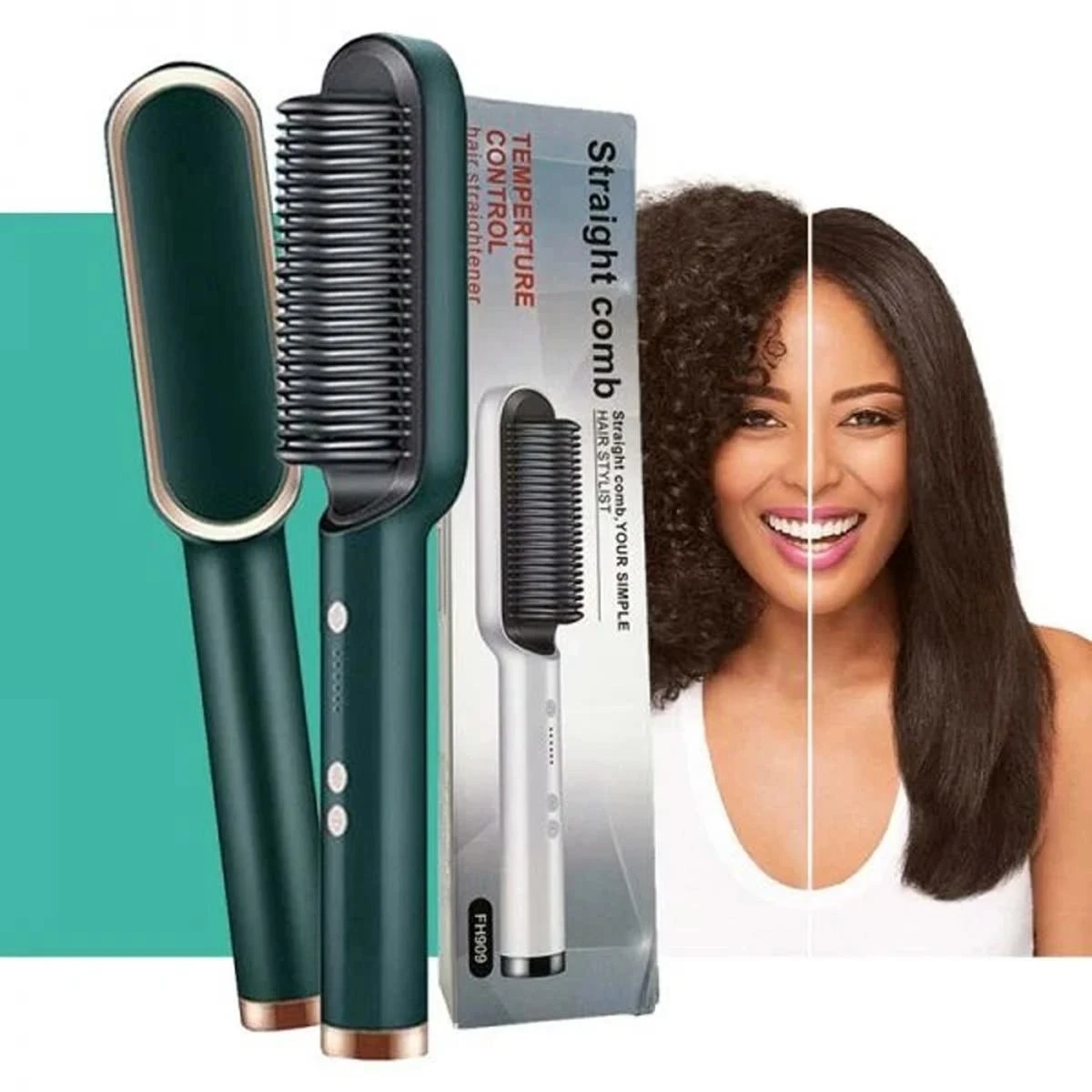 2in1 Hair Straightener + Curler Comb Brush